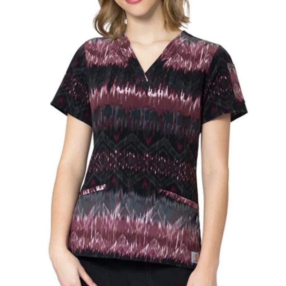Carhartt Force Cross-Flex Modern Fit Chevron Aztec Scrub Top